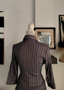 Striped Ruffle Front Blouse