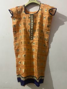 Girls Printed Cotton Linen Ethnic Dress