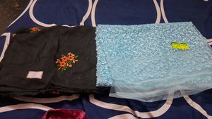 Three Blouse Piece Black,skyblue,golden Color