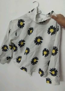 White flower printed shirt