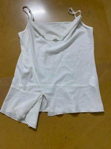 White cowl neck georgette sleevless