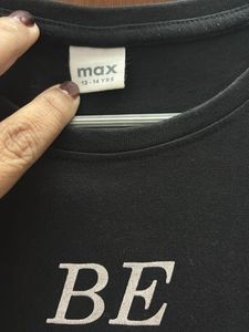 Girls Black Graphic Tee