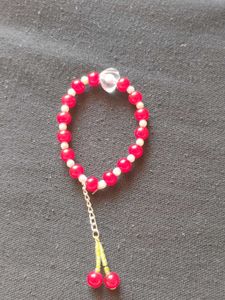 Red Beaded Bracelet with Cherry Charm