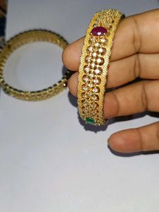 Gold Plated Ad Stone Bangles