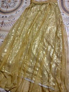 Sparkly Golden Skirt with stitched side slit dress