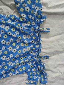 Blue Floral Off-Shoulder Top