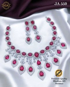 Elegant Rhodium AD Necklace Set