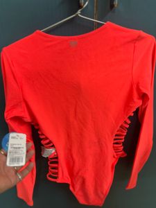 Neon Coral Cutout Bodysuit