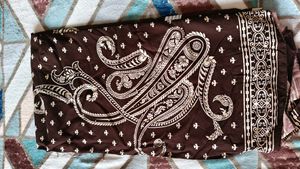 Brown Printed Dress Material