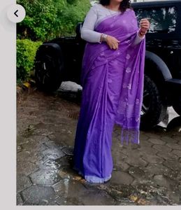 Purple Floral Saree with readymade blouse
