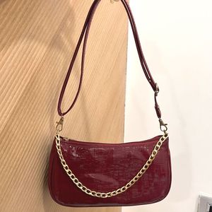 cherry red shoulder purse