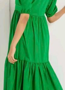 Green Puff Sleeve Maxi Dress