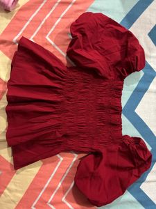 Red Puff Sleeve Top