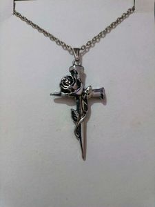 Rose & Dagger Cross Necklace