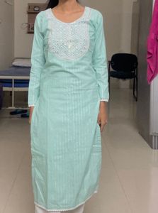 Aqua Embroidered Kurti