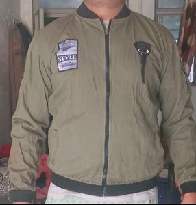 Stylish Olive Green Bomber Jacket