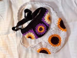 Crochet Sunflower Sling Bags