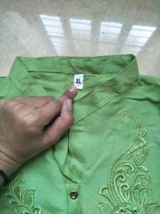 Green Embroidered Kurta