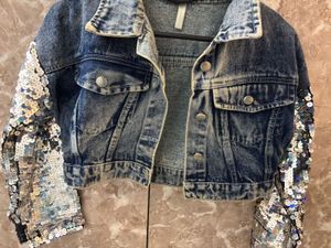 Sequin Sleeve Denim Jacket