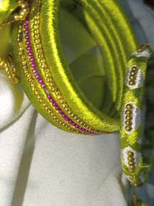 Green Beaded Bangles