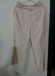 Korean Pleated Beige Trousers Pants