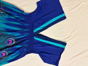 Korean Peacock Print Bohemian Dress