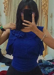 Blue Ruffled Top