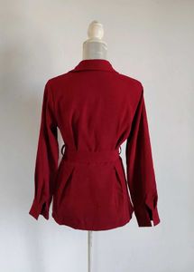 Long Sleeves Belted Corduroy Shirt