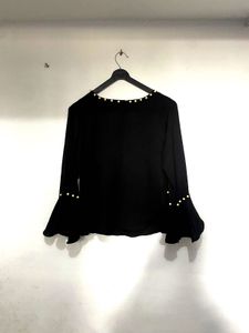 Black Bell Sleeve Blouse