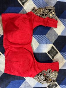 Red Embellished Sari Blouse