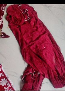 Red Embroidered Kurta Set