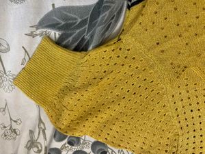 Shimmer Yellow With Blue Strip Top