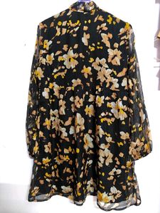 Floral Print Sheer Mini Dress