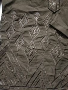 Kids Brown Worked Kurta Pajama Set (2-3 Years)