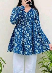 Blue Floral Print Top