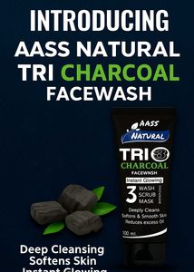 AASS Natural Tri Charcoal Facewash - 3-in-1 Skinca
