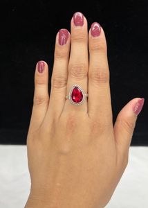 Red Diamond Ring 💍 Pure Silver (wt:-5.500g)