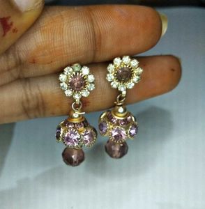 Cute Light Purple Jhumka Earrings
