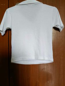 Casual cap Sleeves white collar top for women Size