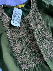 Olive Green Embroidered Suit