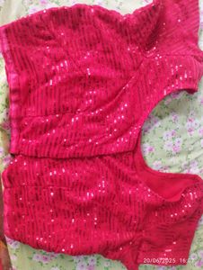 Red. Sequin Saree