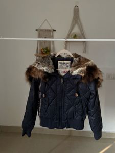 WHO.A.U.CALI VINTAGE NAVY BLUE PUFFER CROP JACKET
