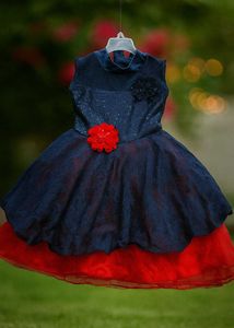 Sparkly Navy Blue Dress with Floral Accents