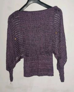 Purple Messed Open Front cape top