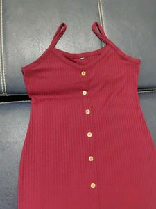 Burgundy Button-Down Dress