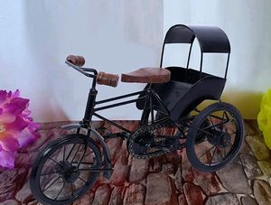 Antique Wood &amp; Wrought  Iron Mini Cycle Rickshaw