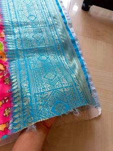 Pichwai Digital Kalamkari Print Saree 💙❤️