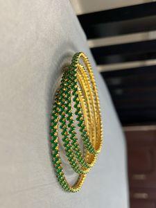 Emerald Green &amp; Gold Bangles
