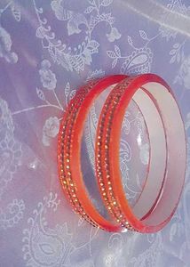 Orange Glitter Bangles (Set of 2)