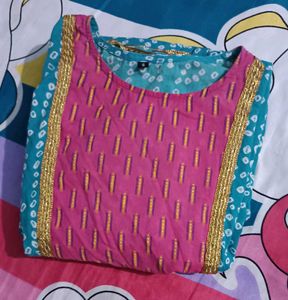 Teal &amp; Pink Anarkali Dress